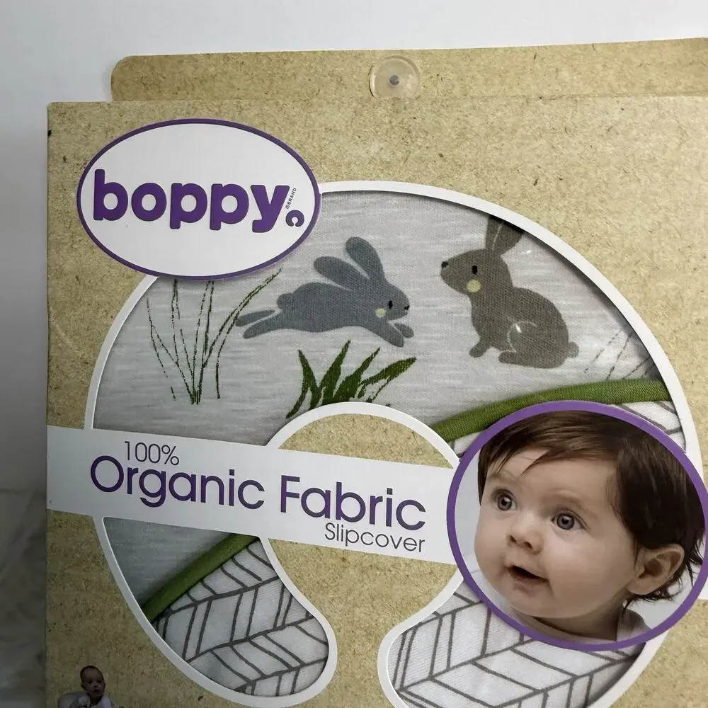Boppy Nursing Feeding Organic Cotton Support Pillow Slip COVER Rabbits Unisex